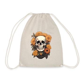 Totenkopf Skull Blumen - Turnbeutel - Natur - Vorne