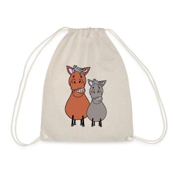 Fat Horse Pony Friends Friendship Horse Fool - Drawstring Bag - nature - Front