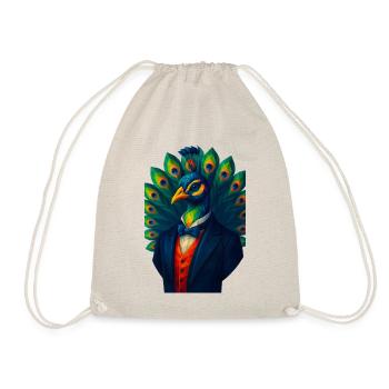 WPAP Style Animals - Peacock in Elegant Suit & Bow Tie - Drawstring Bag - nature - Front