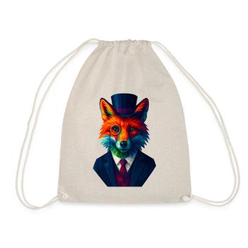 WPAP Stil Tiere - Fuchs eleganter Anzug Monokel - Turnbeutel - Natur - Vorne