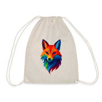 WPAP Style Animals - Kitsune Fox Spirit - Drawstring Bag - nature - Front