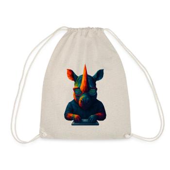WPAP Style Animals - Techno Rhino with Sunglasses - Drawstring Bag - nature - Front
