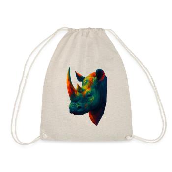 WPAP Style Animals - Rhino Portrait - Drawstring Bag - nature - Front