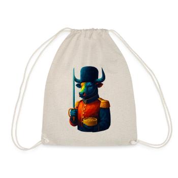 WPAP Style Animals - Bull in Uniform with Sabre - Drawstring Bag - nature - Front