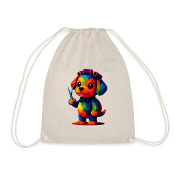 WPAP Polygon Kawaii Style Animals Baby Dog Doggy - Drawstring Bag - nature - Front