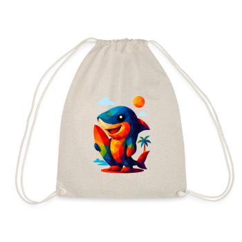 WPAP Polygon Kawaii Style Animals Surfer - Drawstring Bag - nature - Front