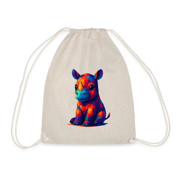WPAP Polygon Kawaii Style Baby Rhino - Drawstring Bag - nature - Front