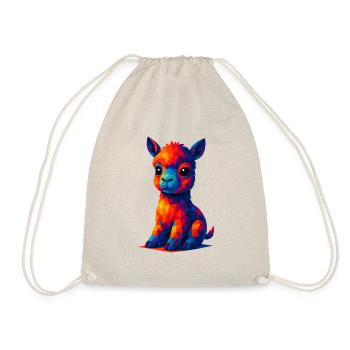 WPAP Polygon Kawaii Stil Tiere Baby Alpaka Lama - Turnbeutel - Natur - Vorne