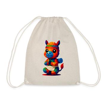 WPAP Polygon Kawaii Stil Tiere Baby Alpaka Yoga - Turnbeutel - Natur - Vorne