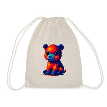 WPAP Polygon Kawaii Stil Baby Grizzly Braunbär - Turnbeutel - Natur - Vorne