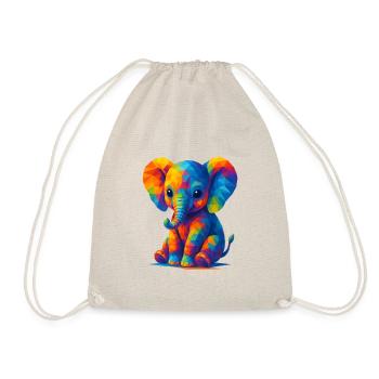 WPAP Polygon Kawaii Style Baby Elephant - Drawstring Bag - nature - Front