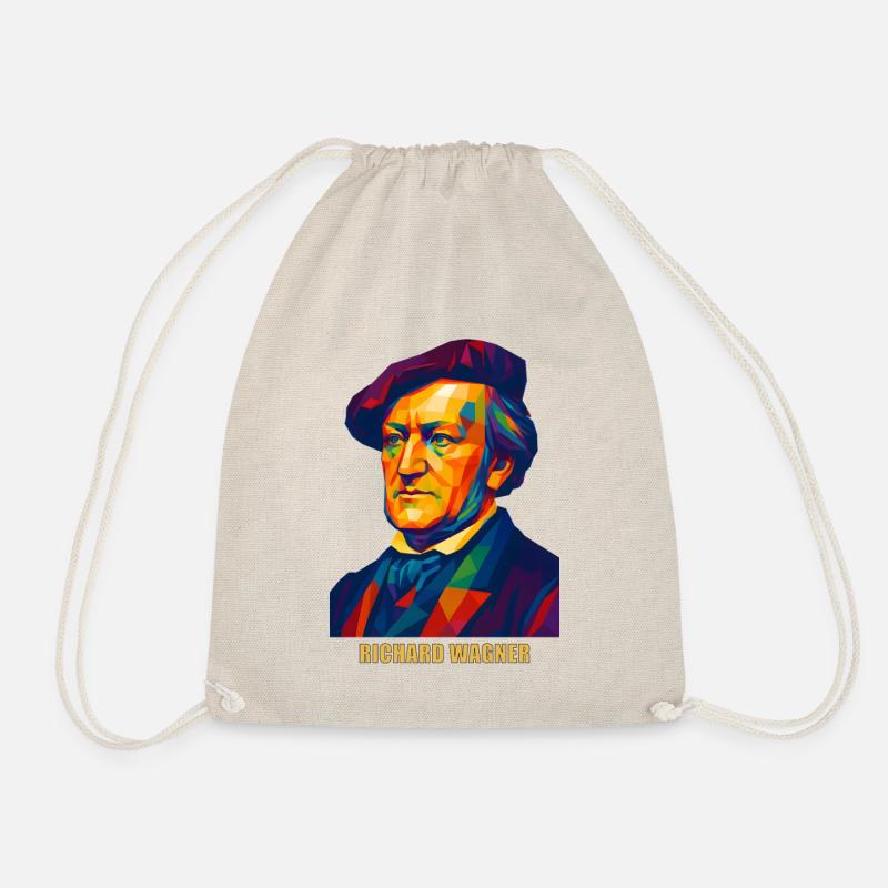 WPAP Polygon Portrait Richard Wagner Composer - Drawstring Bag - nature