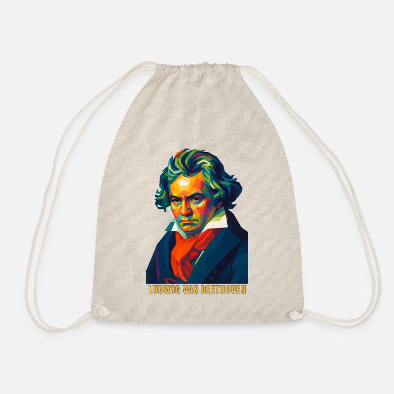 WPAP Polygon Portrait Ludwig van Beethoven - Drawstring Bag - nature