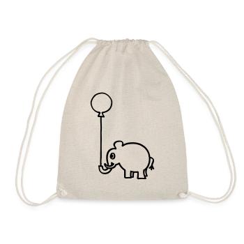 Elefant mit Luftballon - Turnbeutel - Natur - Vorne