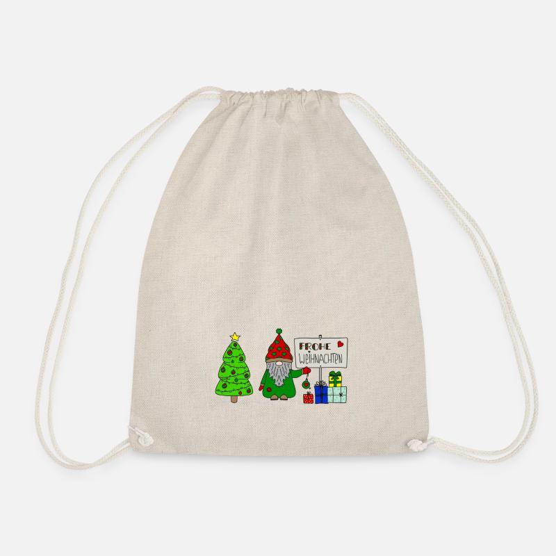 NICE Wichtel mit Tannenbaum und Geschenken - Turnbeutel - Natur