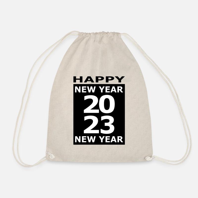 Happy New Year 2023 (B&W) (2) - Drawstring Bag - nature