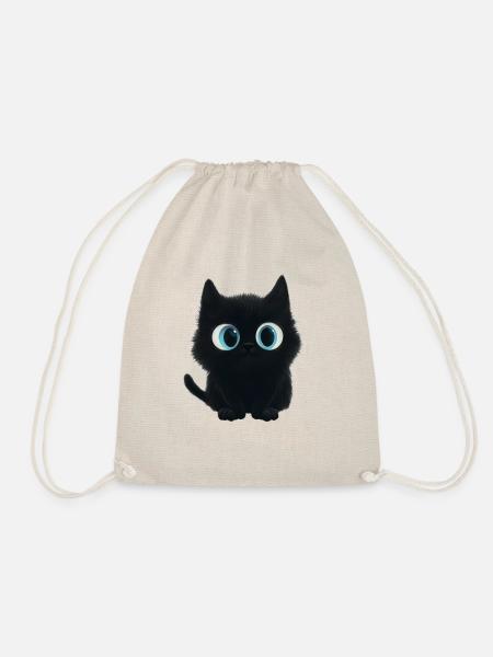 Charmante schwarze Katze mit großen blauen Augen - Turnbeutel - Natur