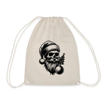 Santa Claus Skull with Christmas Ornament - Drawstring Bag - nature - Front