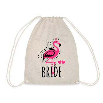 102 JGA BRIDE Flamingo Sterne Braut Herzen - Turnbeutel - Natur - Vorne