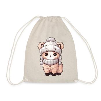 Alpaca Winter Animal Cute Comic - Drawstring Bag - nature - Front
