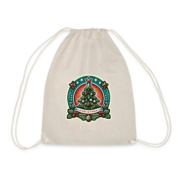 Vintage Christmas Tree Badge - Drawstring Bag - nature - Front
