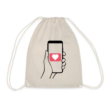 Smartphone Like Heart Flirt Statement - Drawstring Bag - nature - Front