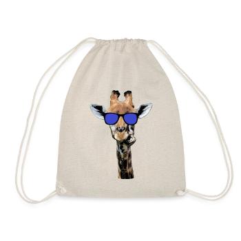 coole Giraffe mit Sonnenbrille, witziges Geschenk - Turnbeutel - Natur - Vorne