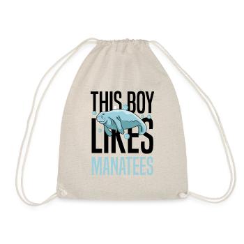 Boy Likes Manatees Nature Sea Animal Ocean - Drawstring Bag - nature - Front