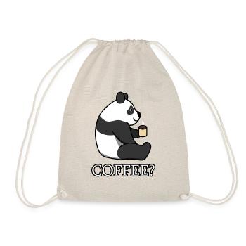 Ironic Panda Coffee Work Monday Office - Drawstring Bag - nature - Front