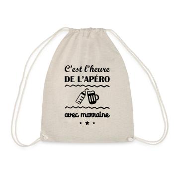 C'est l'heure, marraine, cadeau de naissance - Sac de sport léger - nature - Devant