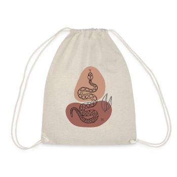 "Snake", boho line art design, series "Desert" - Drawstring Bag - nature - Front