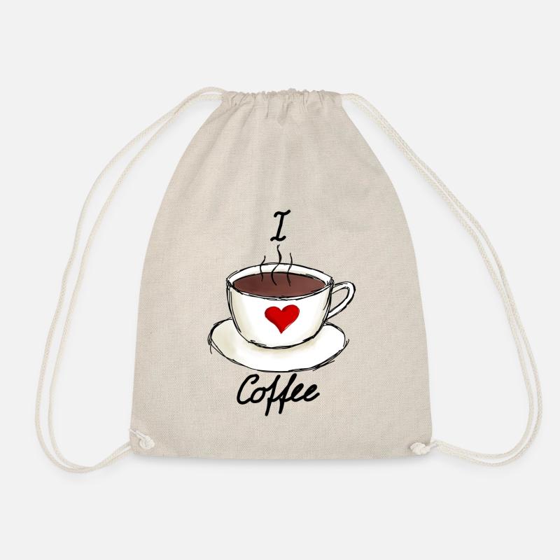 I Love Coffee Ich liebe Kaffee - Drawstring Bag - nature