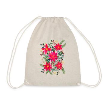 Festive Christmas Terne Floral Bouquet Watercolor - Drawstring Bag - nature - Front