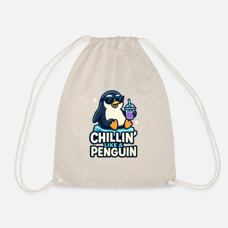 Chillen wie ein Pinguin – Cooler Pinguin Boba - Turnbeutel - Natur
