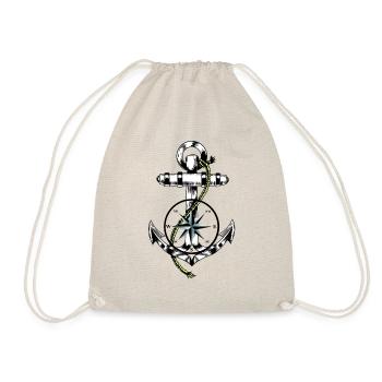 Maritime Symbole Seefahrt Kompass Anker Ahoi - Turnbeutel - Natur - Vorne