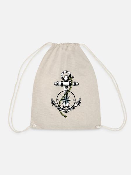 Maritime Symbole Seefahrt Kompass Anker Ahoi - Turnbeutel - Natur