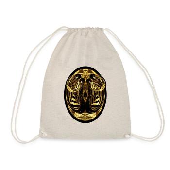 Oval face abstract gold and black - Drawstring Bag - nature - Front