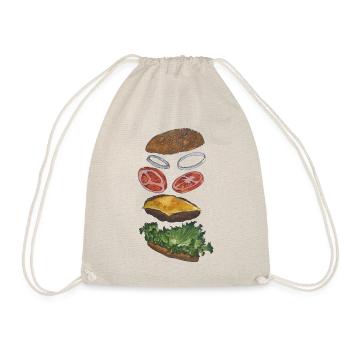 Burger layers fast food cheeseburger delicious - Drawstring Bag - nature - Front