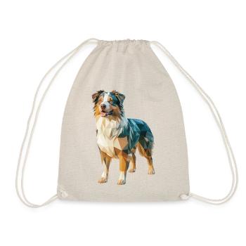 Australian Shepherd - Cooles Low Poly Logo - Turnbeutel - Natur - Vorne