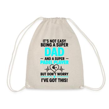 Heart + Padel – Super Dad Padel Player - Drawstring Bag - nature - Front