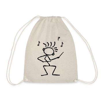 Stick figure with drumsticks - drummer - Drawstring Bag - nature - Front