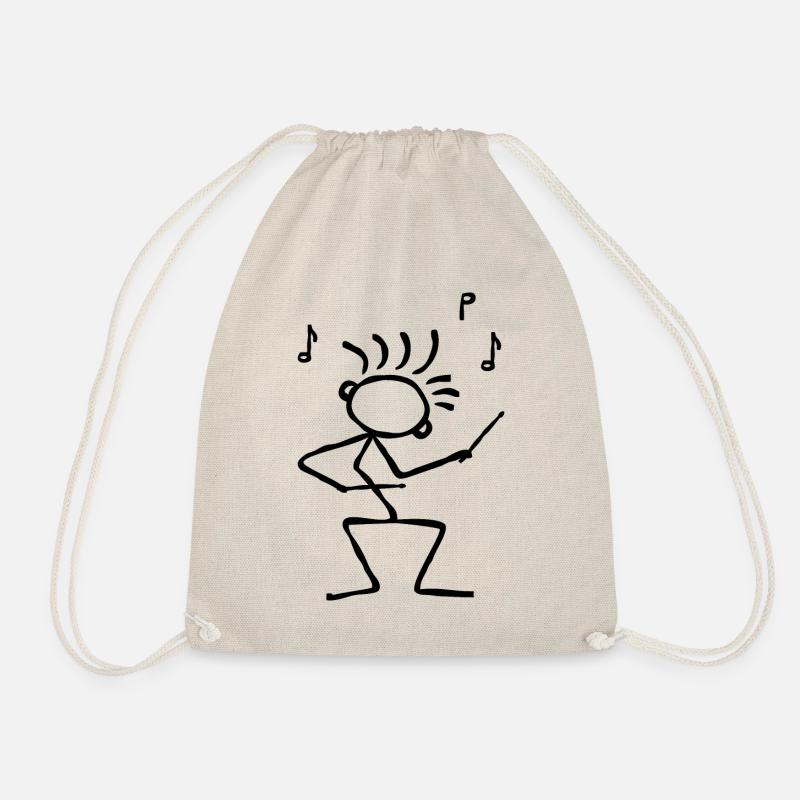 Stick figure with drumsticks - drummer - Drawstring Bag - nature