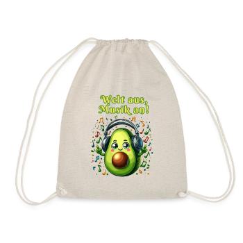 Avocado listens to music with saying - Drawstring Bag - nature - Front