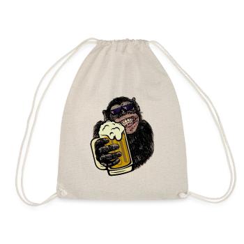 Singe avec de la bière bière buveur de bière chemise cadeau - Sac de sport léger - nature - Devant
