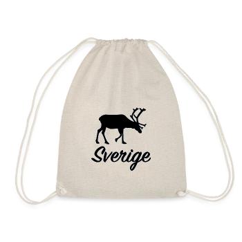 Sweden Reindeer Silhouette Sverige Souveni - Drawstring Bag - nature - Front