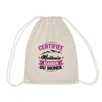 Certifiée meilleure maman du monde - Humour cadeau - Sac de sport léger - nature - Devant
