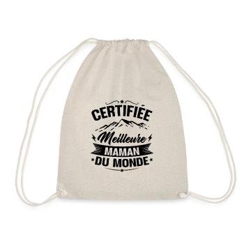 Certifiée meilleure maman du monde - Humour cadeau - Sac de sport léger - nature - Devant