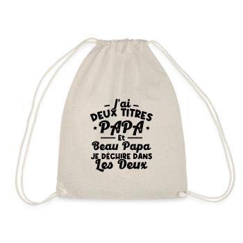 J'ai deux titres papa et beau papa - Sac de sport léger - nature - Devant