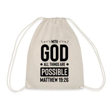 God All Is Possible Bible - Drawstring Bag - nature - Front