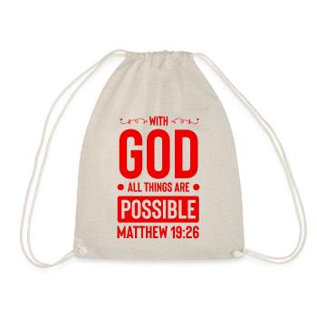 God All Is Possible Bible - Drawstring Bag - nature - Front
